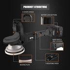 18V Cordless Car Polisher, 15mm Orbit 2000-4800 OPM Portable Buffer Polisher with 7 Variable Speed 2Pcs 4.0Ah Battery, 6 Sponge Pads,2 Wool Pad, Tool Bag for Car Polishing, Waxing