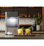 Countertop Nugget Ice Maker | Ice Machine with WiFi Connectivity | Smart Home Kitchen Essentials | Black Stainless