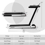 2.5HP 2-in-1 Folding Under Desk Treadmill with Speaker APP Remote Control, Portable Walking Jogging Machine for Home Gym Office