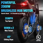 Electric Bike Q20, 2000W, 52V, 30-180 Miles All-Terrain Fat Tire E-Bike for Adults