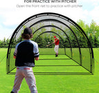 Baseball Batting Cage Net Batting Cages for Backyard Portable Baseball and Softball Batting Cages with Pitching Machine Hole and Detachable Door for Backyard Outdoor Hitting Practice