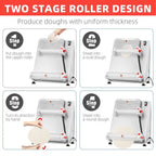 Commercial Pizza Dough Roller Sheeter, Max 16, Automatic 370W Electric Pizza Dough Roller, Stainless Steel, Suitable for Noodle, Pizza Bread and Pasta Maker Equipment