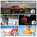 2000A Car Jump Starter with Air Compressor, 5W Solar Panel Portable Power Station, Tire Inflator 260PSI, Car Battery Charger with Inverter Dual 400W AC DC USB Ports, 12V Battery Pack Jump Box