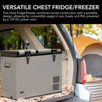 FM-65G 65 Quart Portable Refrigerator and Deep, AC 110V/ DC 12V, Real Chest Freezer for Car, Home, Camping, and RV with-8掳F to 50掳F Temperature Range, Gray, One Size