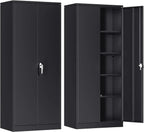 Atripark Metal Storage Cabinet with Lock, 72" Lockable Garage Tool Cabinet with Doors
