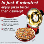 Electric Pizza Oven with Ceramic Stone, Viewing Window, Adjustable Heat Control, Timer and 1200W Baking Power, DIY Homemade Pizzeria, Large 12�� Pie Capacity (Black)