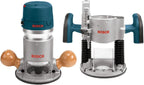 BOSCH 1617EVSPK Wood 12 Amp Router Tool Combo Kit - 2.25 Horsepower Plunge Router & Fixed Base with a Variable Speed