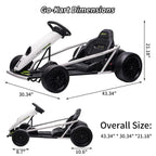 24V Go Kart for Kids 8-12, 300W*2 Motors, 9Ah Battery, 8MPH Speed, Music, Horn, 175lbs Max Load �� White