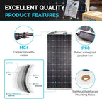 160 Watt 12 Volt Extremely Flexible Monocrystalline Solar Panel �� Ultra Lightweight, Ultra Thin, Up to 248 Degree Arc, for RV, Boats, Roofs, Uneven Surfaces