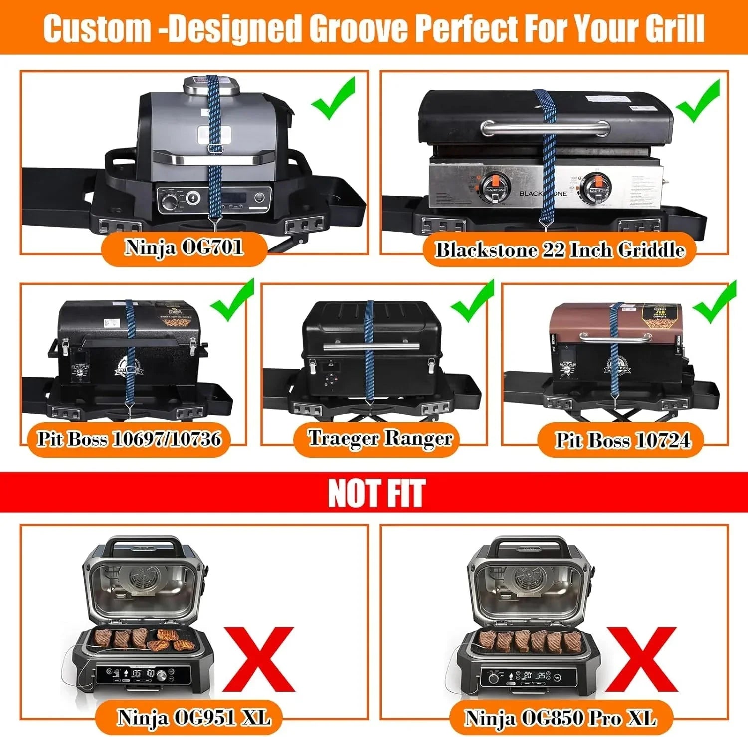 Collapsible Grill Stand for Ninja Woodfire Grill, Traeger, Pit Boss, and 22" Blackstone Griddle