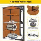 Aivituvin Large Cat Catio, 4 Tiers, Weatherproof Roof, 70"H x 77"L