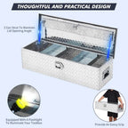 48 Inch Diamond Plate Truck Bed Tool Box with Shelf Silver