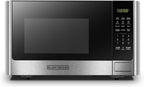 The 5-in-1 microwave oven features air baking, combined cooking, baking, barbecuing and convection cooking functions. It has a capacity of 0.9 cubic feet, a desktop design, stainless steel material, a power of 900 watts, and a child lock function.