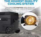 48 Qt. Portable 12v Electric Cooler with LG Compressor, Fridge and Freezer, Rugged Wheels, and Solar Power Input, Perfect Plug-In Cooler for Camping, Trucks, Travel, Car and Home