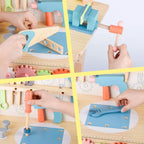 Children's tool table toys game workbench wooden tool table workshop workbench with tool set wooden construction workbench toys