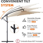 9.8FT Offset Patio Umbrella Hanging Cantilever Umbrella Outdoor Sun Shade with Easy Tilt Adjustment, 8 Ribs, UV Protection for Backyard, Lawn, Garden and Pool, Blue