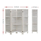 ECOMEX Room Divider 4 Panel, White with Shelves, Wall Dividers and Folding Privacy Screens