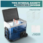 12 Volt Refrigerator, 53QT(50L) Electric Cooler, Portable Freezer 12V/24V DC 110-240V AC, 12V Fridge -4��~68��, 12V Cooler with Wheels & 2 Baskets for Travel, Truck, Boat, Camping
