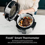 Ninja OL701 Foodi 14 in 1 SMART XL 8 Qt. Pressure Cooker Steam Fryer with SmartLid & Thermometer Auto Steam Release, that Air Fries, Proofs & More, 3 Layer Capacity, 5 Qt. Crisp Basket, Silver/Black