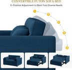 DWVO 3-in-1 Convertible Sofa Bed, 55" Sleeper Sofa with Pull-Out Bed, Cat-Scratch-Proof Fabric Futon Couch with Adjustable Backrest and Side Pocket, Loveseat for Living Room Apartment, Grey