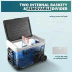 EUHOMY 12 Volt Refrigerator, 37QT(35L) Electric Cooler, Portable Freezer 12V/24V DC 110-240V AC, 12V Fridge -4��~68��, 12V Cooler with Wheels & 2 Baskets for Travel, Truck, Boat, Camping