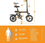 EB3 Electric Bike Adults 21mph, 500W Peak Motor, 270Wh Battery, Rear Suspension, 3 Levels Assist, 14" Folding Ebike for Adults and Teens, Complies to UL2849