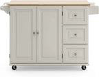 Homestyles Dolly Madison Mobile Kitchen Island Cart, Drop Leaf Breakfast Bar