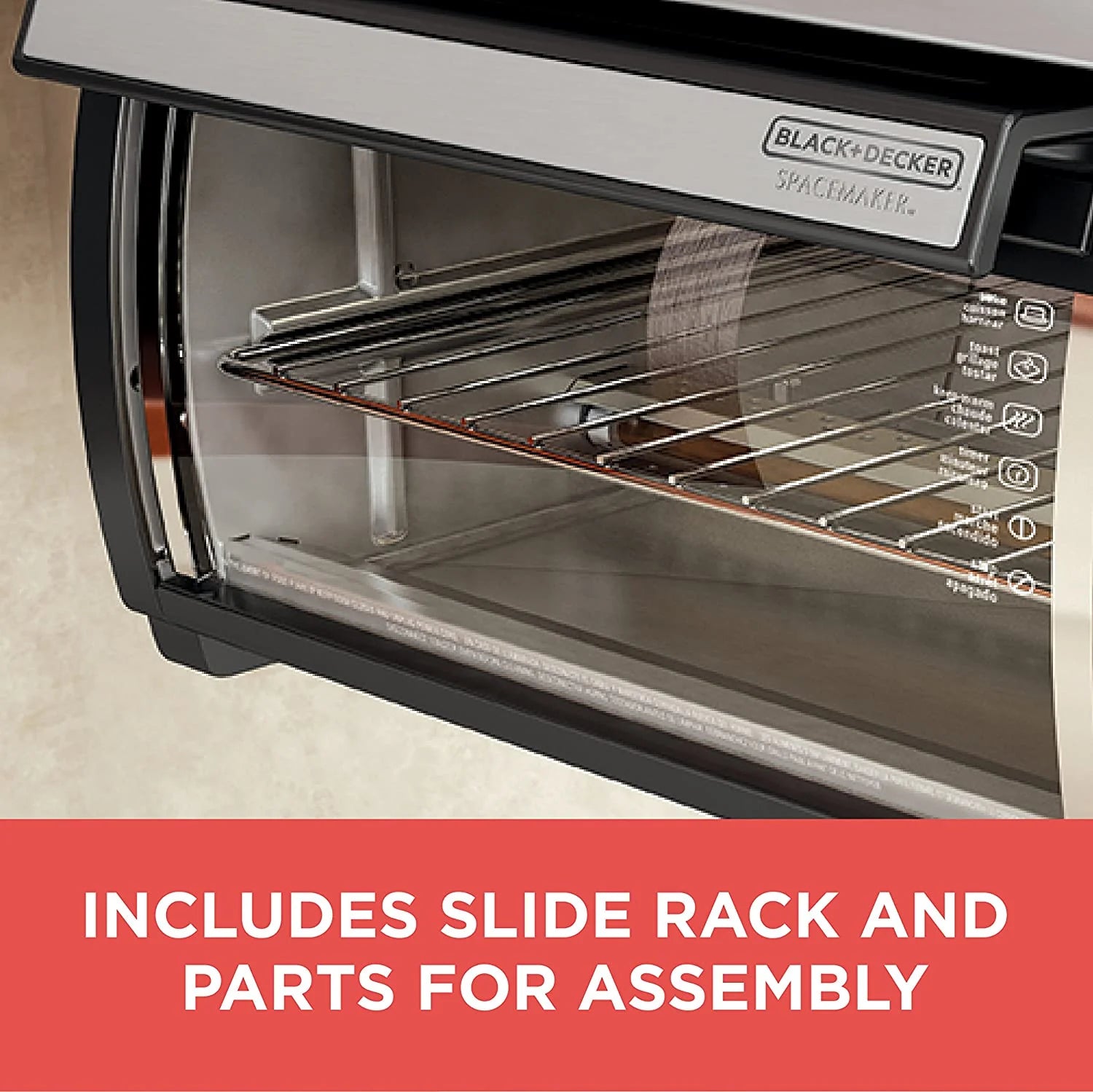 BLACK+DECKER SpaceMaker Under-Counter Toaster Oven, Digital Controls, Black/Stainless Steel, Fits 9�测�� Pizza, TROS1000D