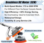Commercial Floor Scrubber Machine with Brushes and Pads, Heavy Duty Floor Buffer Polisher and Cleaner- Deep Cleaning Tile and Grout, Hardwood Floors and Carpets without Getting on Hands and Knees