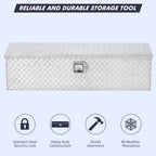 48 Inch Diamond Plate Truck Bed Tool Box with Shelf Silver