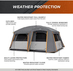 CORE Straight Wall Cabin Tents | 10 Person / 11 Person / 12 Person Large Multi Room Family Tents for Car Camping & Outdoor Adventures