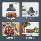 Ninja Crispi 4 in 1 Portable Glass Air Fryer Cooking System, 4QT & 6 Cup Glass Containers with Storage Lids, Easy Meals, Microwave, Freezer & Dishwasher Safe, Air Fry, Bake & More, Cyberspace, FN101GY : Home & Kitchen