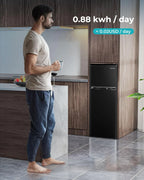 EUHOMY 3.2 Cu.Ft Mini Fridge with Freezer �� 2-Door Compact Refrigerator for Bedroom, Dorm, Office or Apartment, Silver