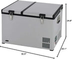 FM-65G 65 Quart Portable Refrigerator and Deep, AC 110V/ DC 12V, Real Chest Freezer for Car, Home, Camping, and RV with-8掳F to 50掳F Temperature Range, Gray, One Size