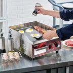 14 Inch Electric Griddle, Non-Stick Flat Top Grill Commercial Electric Countertop Griddles Stainless Steel Adjustable Temperature Control 90掳F-575掳F for Home or Restaurant Use