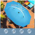 15 ft Large Patio Umbrella with Solar Lights Double-Sided Outdoor Rectangle Market Umbrellas with 36 LED Lights/Base Included/Easy Crank for Patio Garden Yard Pool Lawn, Brown