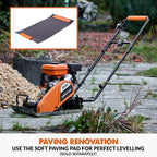 Electric Compactor Plate - Ideal For Levelling Pavement, Artificial Turf Ground Preparation, Patio, Blockwork, Sand, Soil & More
