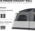 CORE Straight Wall Cabin Tents | 10 Person / 11 Person / 12 Person Large Multi Room Family Tents for Car Camping & Outdoor Adventures