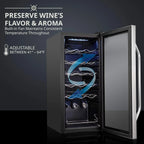 18 Bottle Compressor Wine Cooler Refrigerator w/Lock, Large Freestanding Wine Cellar For Red, White, Champagne or Sparkling Wine, 41f-64f Digital Temperature Control Fridge Glass Door Black