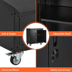 Garage Storage Cabinet with Wheels, 2 Door Tool Cabinet with Adjustable Shelves, Metal Lockable Tool Cabinet, Rolling Tool Chest for Home, 34 H x 30.3 L x 18 W, Assembly Required