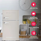 Frigidaire Retro Mini Fridge with Freezer & Side Bottle Opener-Small 2 Door Refrigerator for Office Bar or College Dorm Room-3.1 Cu Ft – 19”"D x 20.5" W x 33.5" H