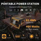 2000A Car Jump Starter with Air Compressor, 5W Solar Panel Portable Power Station, Tire Inflator 260PSI, Car Battery Charger with Inverter Dual 400W AC DC USB Ports, 12V Battery Pack Jump Box