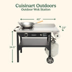 Cuisinart �� Outdoor Wok Station, 50,000 BTU Propane Outdoor Wok Burner w Prep Table, 14�测�� Carbon Steel Wok for Stir Fry, Searing, BBQ �� Black