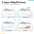 ADVANCE OUTDOOR 10x20 ft Heavy Duty Carport Potable Car Canopy Garage Party Tent Boat Shelter, Adjustable Height from 9.5 ft to 11 ft, Beige