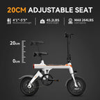 EB3 Electric Bike Adults 21mph, 500W Peak Motor, 270Wh Battery, Rear Suspension, 3 Levels Assist, 14" Folding Ebike for Adults and Teens, Complies to UL2849