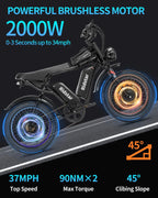 Electric Bike for Adults, 1000/2000W, 25-37Mph