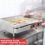 14 Inch Electric Griddle, Non-Stick Flat Top Grill Commercial Electric Countertop Griddles Stainless Steel Adjustable Temperature Control 90掳F-575掳F for Home or Restaurant Use