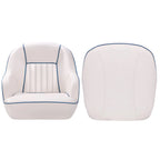 Pontoon Boat Seat, Captains Bucket Boat Seat, Back Folding Boat, Boat Cabin Seating – White & Blue