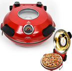 Electric Pizza Oven with Ceramic Stone, Viewing Window, Adjustable Heat Control, Timer and 1200W Baking Power, DIY Homemade Pizzeria, Large 12�� Pie Capacity (Black)