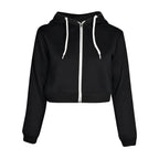 Black hoodie with a white zipper on a white background